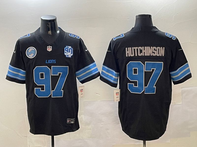Men Detroit Lions #97 Hutchinson Black three generations 2024 Nike Limited NFL Jersey style 4